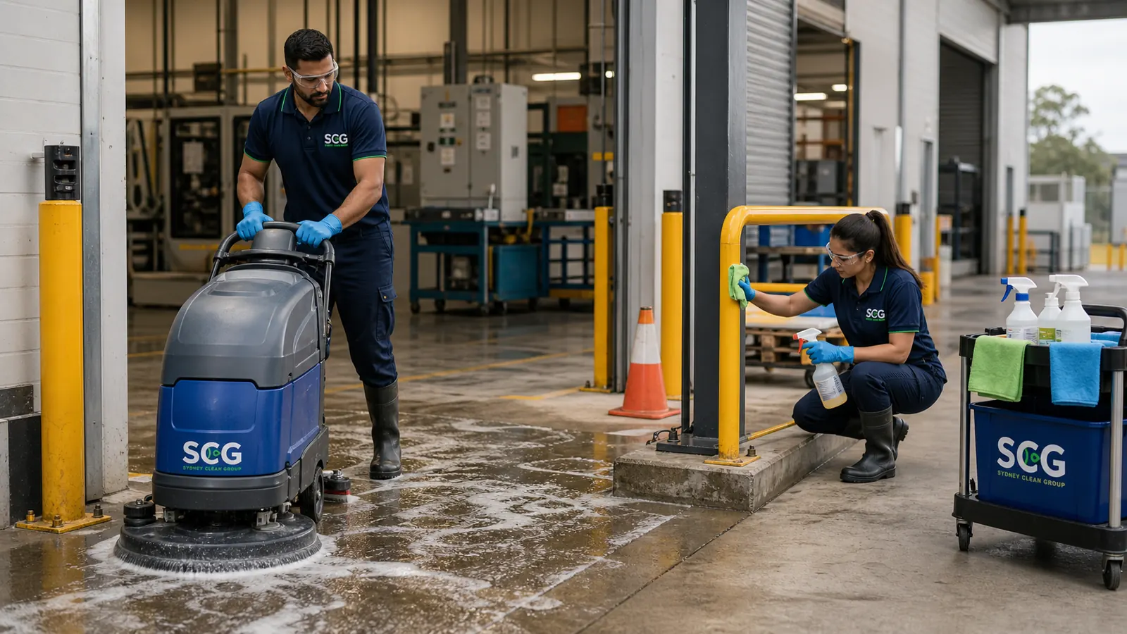 Sydney Clean Group industrial cleaner on a Newcastle warehouse floor